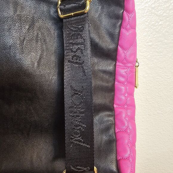 Betsey Johnson Hot Pink Heart Quilted Backpack Purse Bow Accent L Gold Accents main image 11